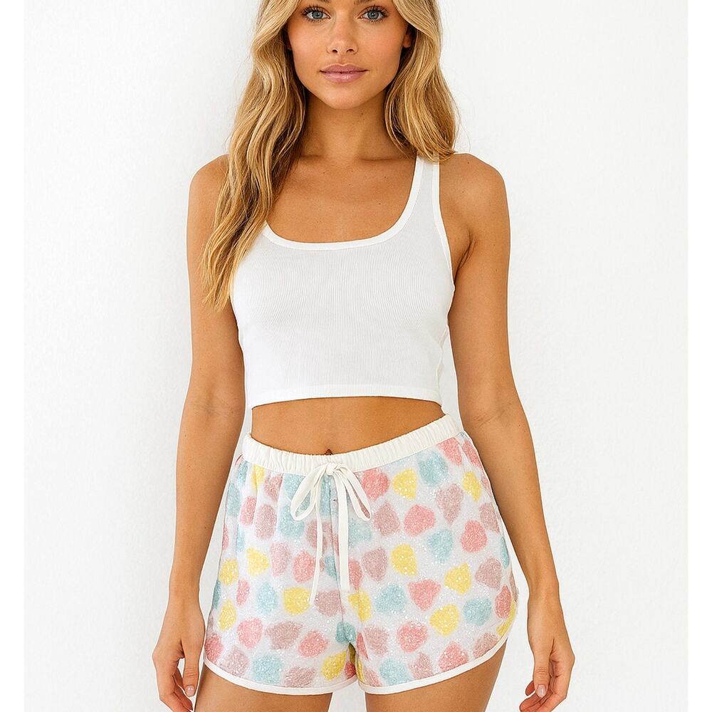 Victoria's Secret Heart Shorts Women Sz Large Jogger Style Sleepwear Valentine